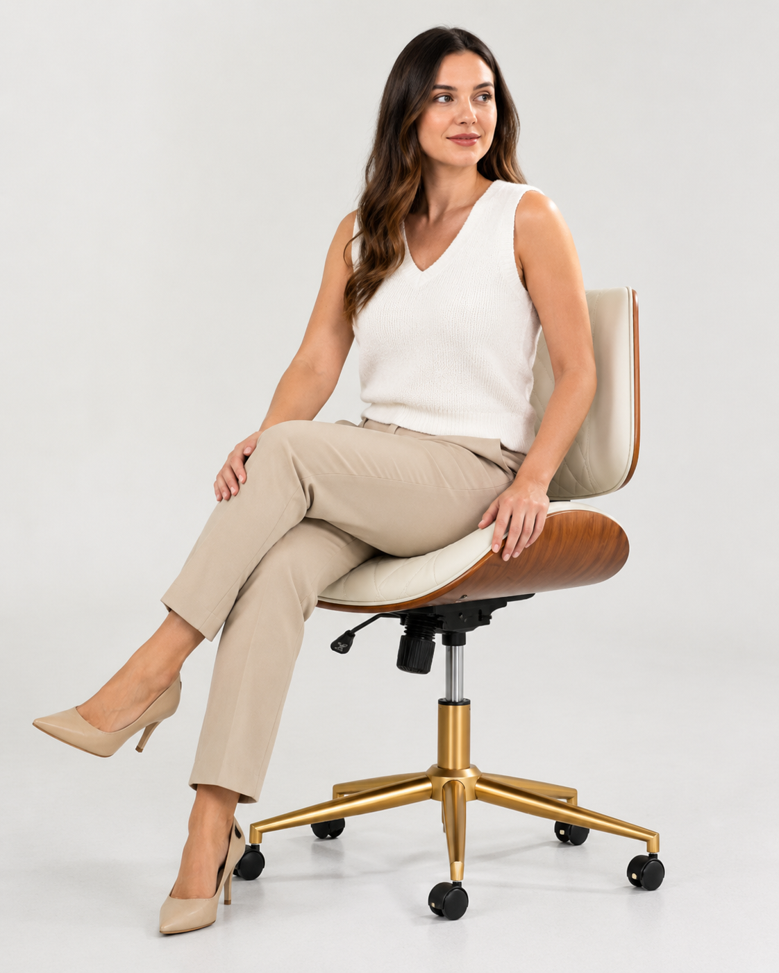 Quilted Ivory Executive Swivel Chair