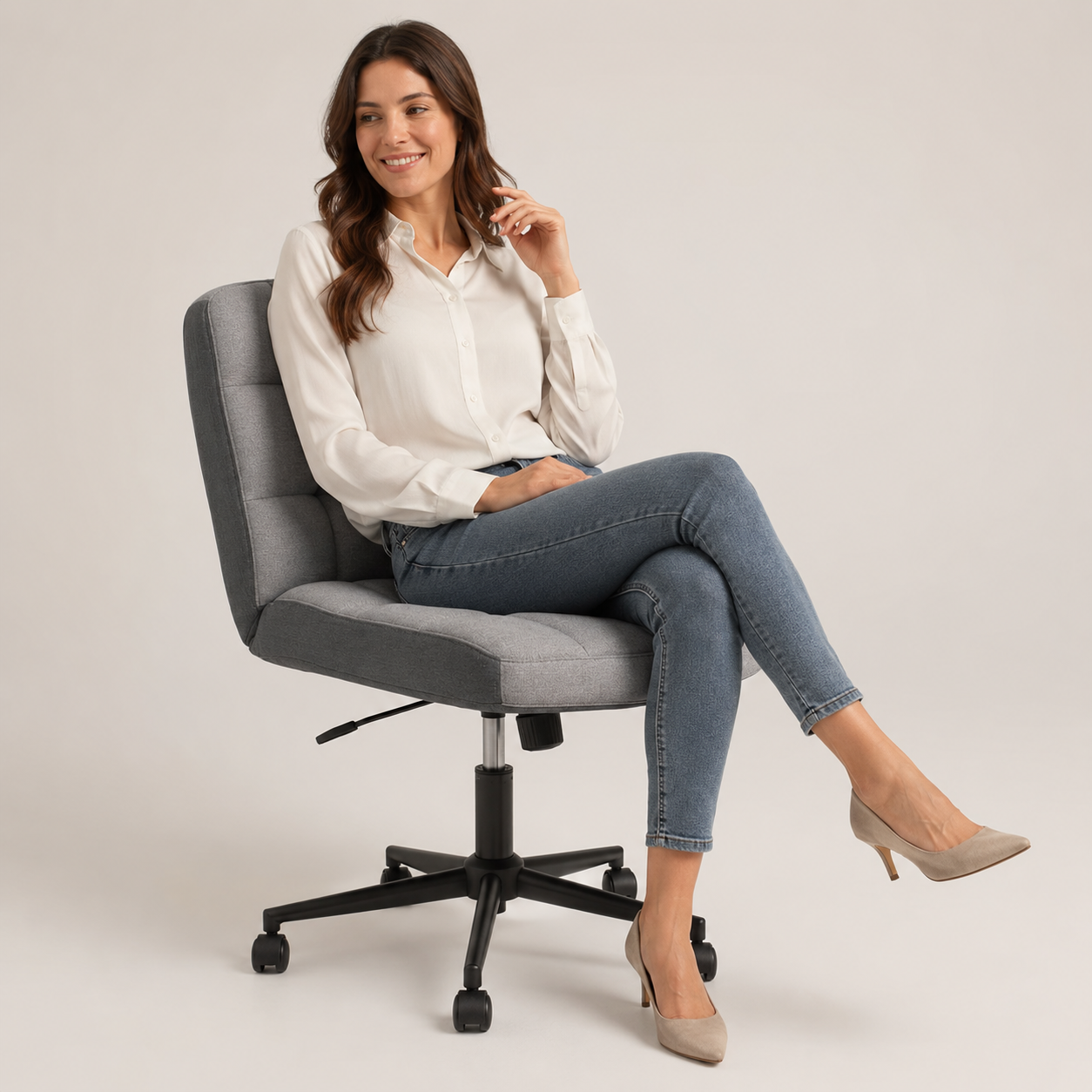 Modern Tufted Swivel Office Chair